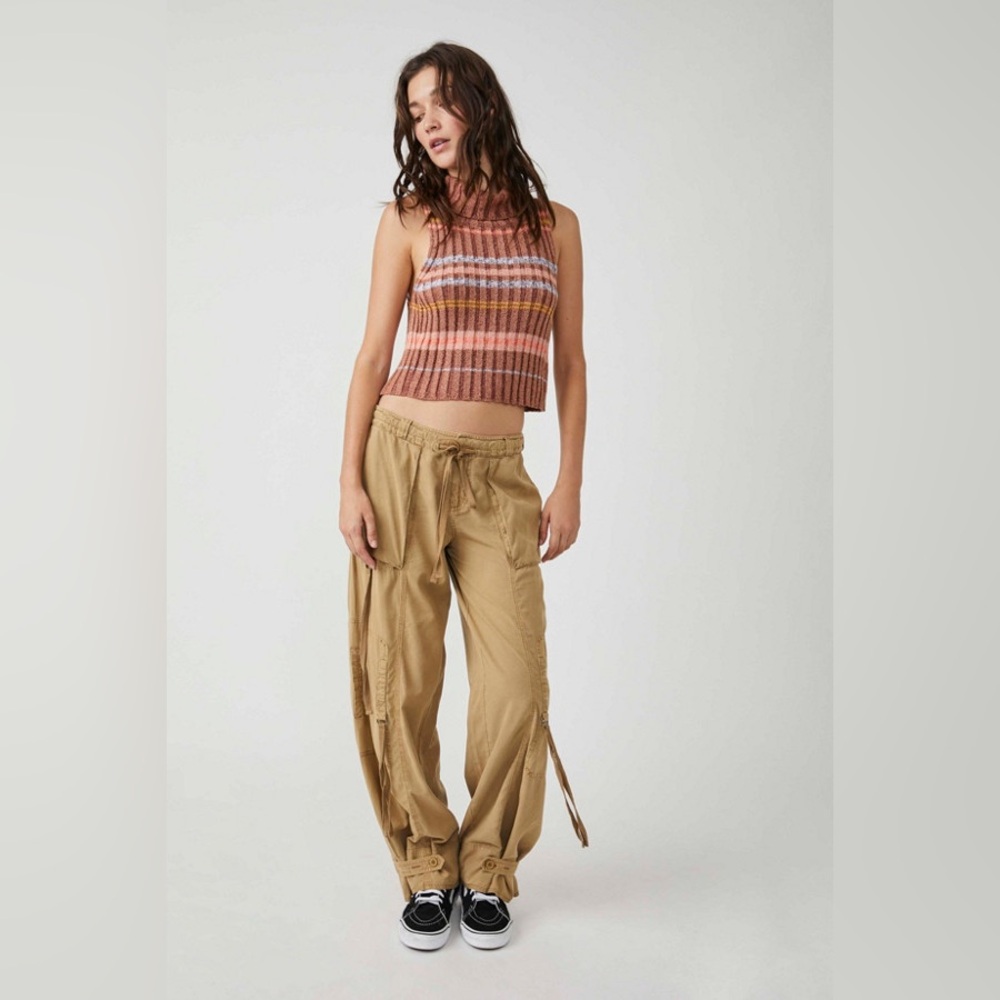 FREE PEOPLE One Step Ahead Parachute Pants Cargo Pants - Neutral - Size L Large - Picture 4 of 9
